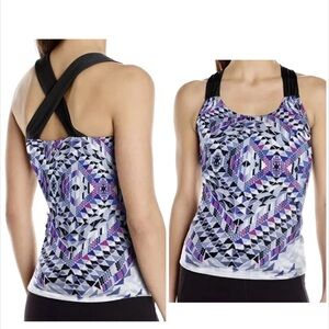 Prana Phoebe Tank Top Multicolor Print Activewear Gym Athleisure Beach Size M